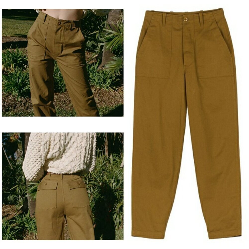 💕DOEN💕 Walker Pant ~ Barrel Leg Button Fly Pants Boscage 12 NWT